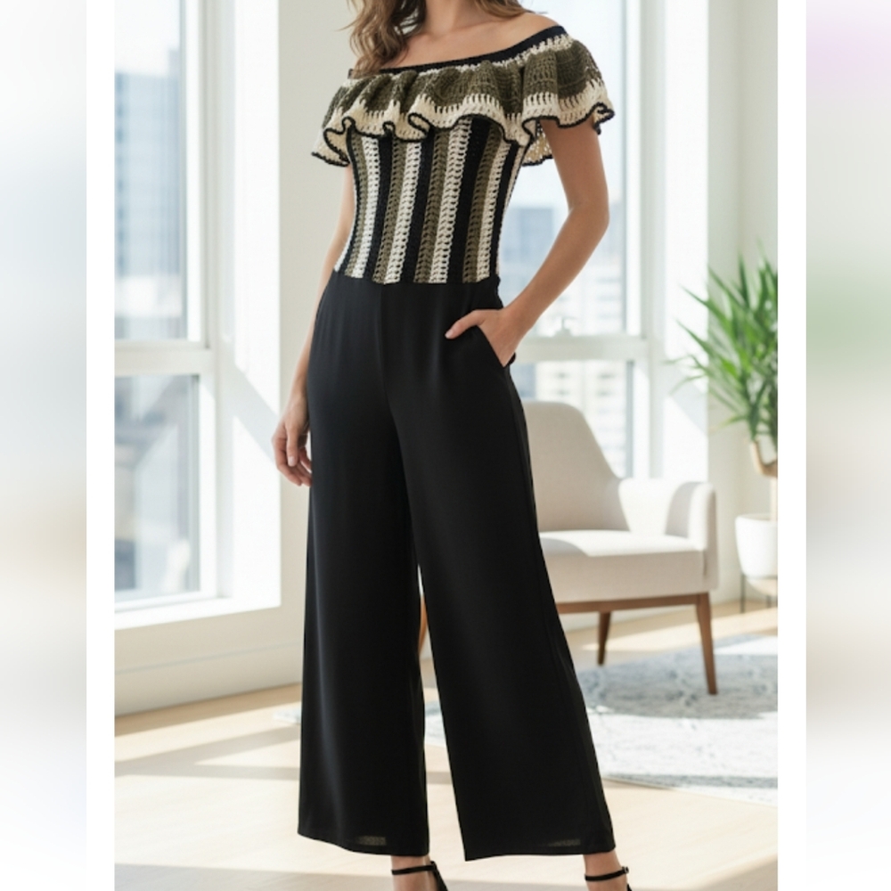 Venus Crochet Ruffle Jumpsuit